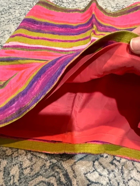 Ann Taylor 2P Pink Purple Green Multistripe Mini Skirt - Picture 2 of 4